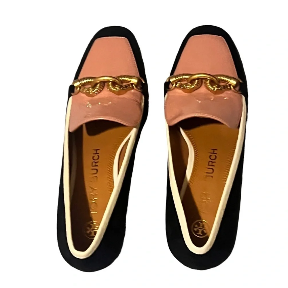 Tory Burch‎ Jessa Suede Heel Pump Black Pink Ivory